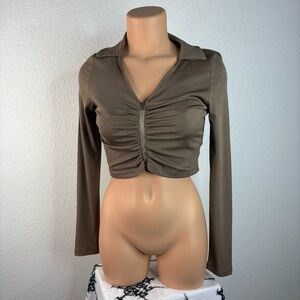 Brown long sleeve Crop top